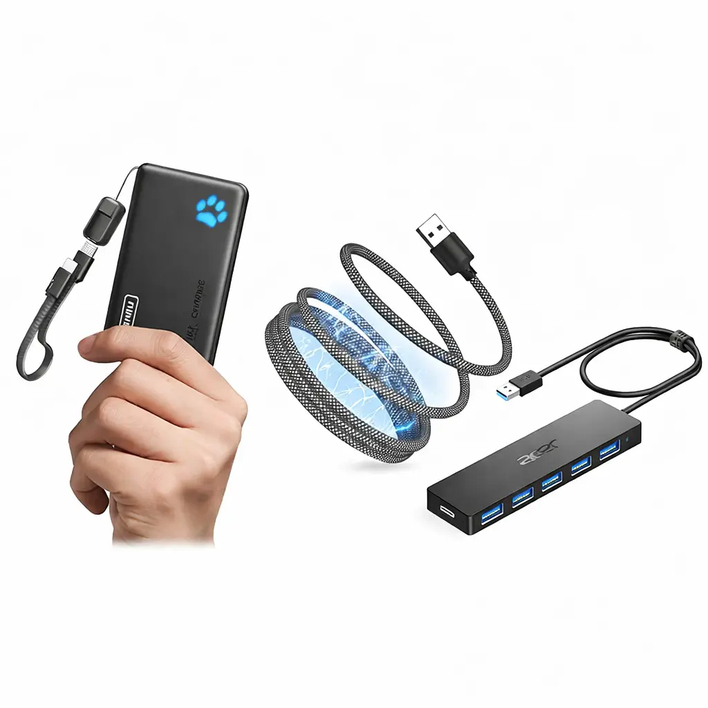 Productos recomendados de carga y energía: power banks, cables y cargadores para conductores de autobús