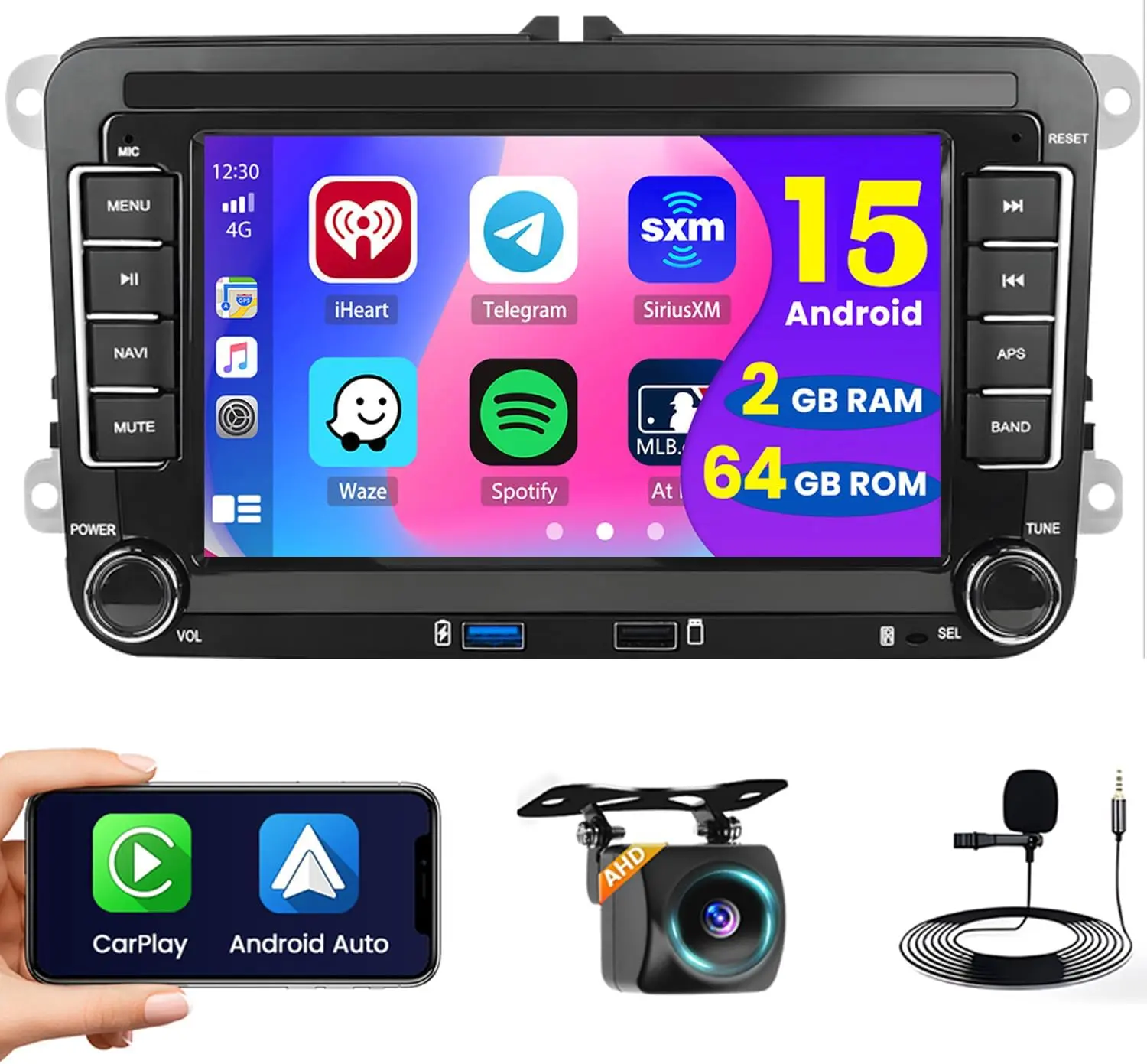 Pantalla compatible Android Auto/CarPlay (alternativa económica) para navegación y llamadas