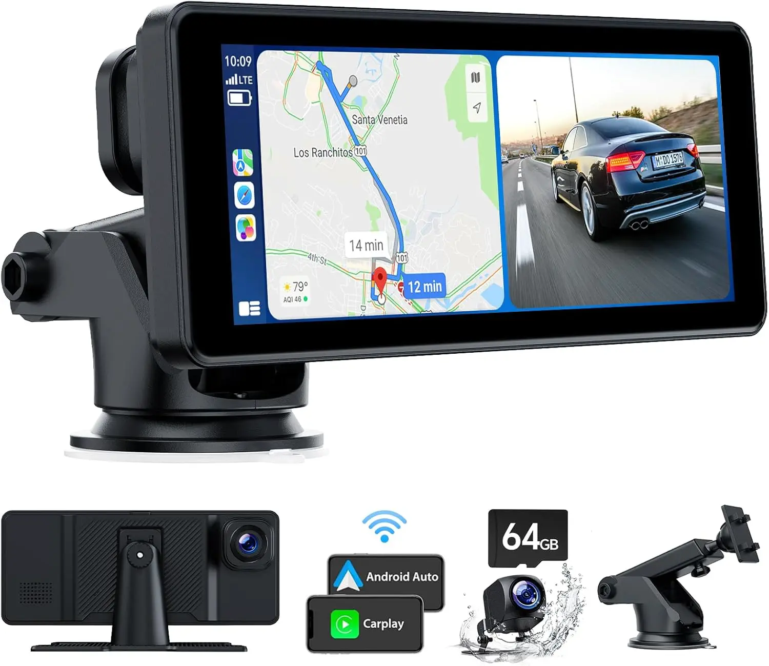 Pantalla compatible Android Auto/CarPlay (modelo fiable) para conducir sin tocar el móvil